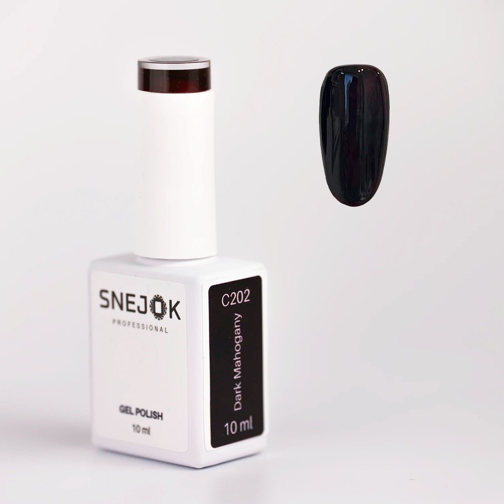 Smalto semipermanente SNEJOK Dark Mahogany C202, mogano scuro, flacone 10 ml