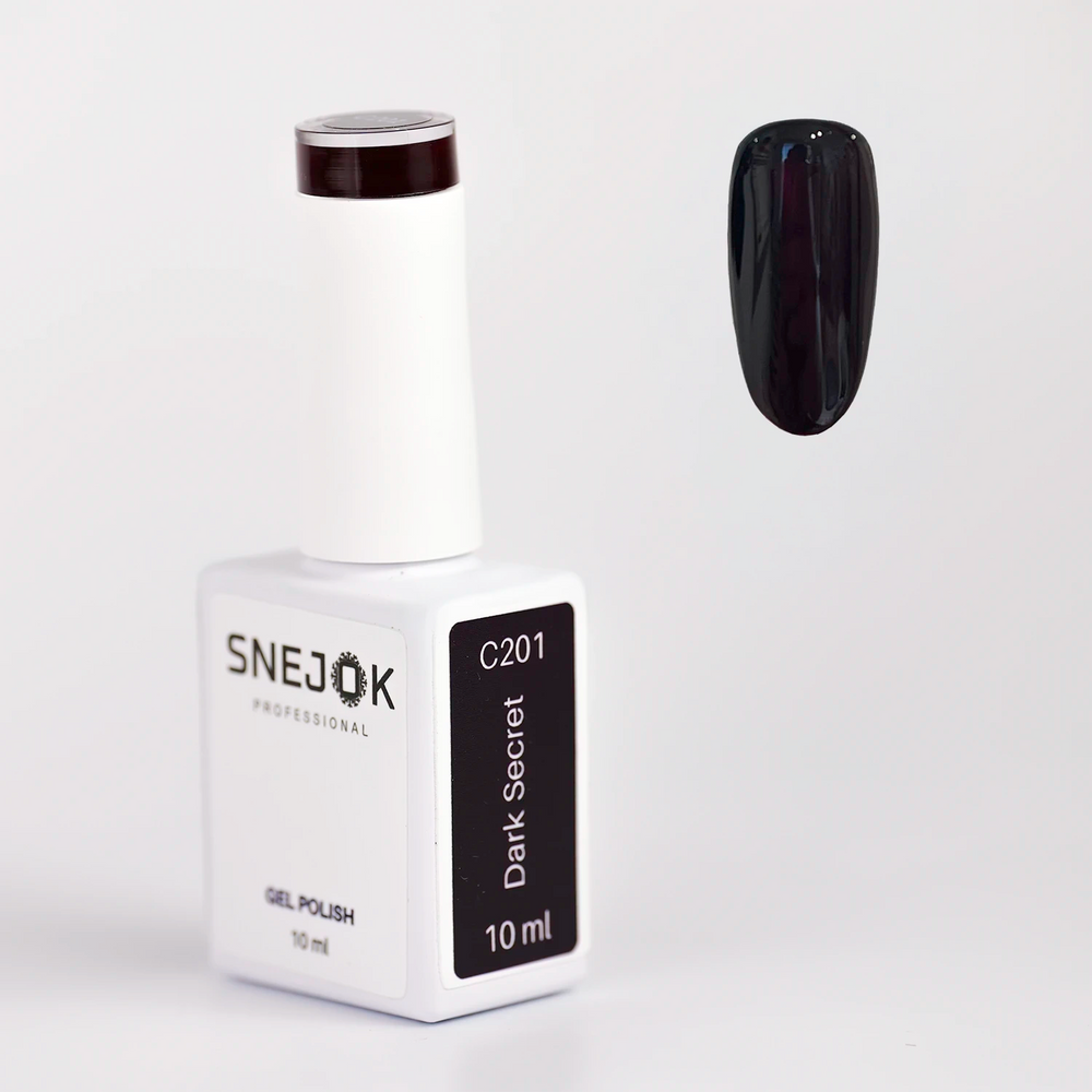 Smalto semipermanente SNEJOK Dark Secret C201, bruno testa di moro, flacone 10 ml