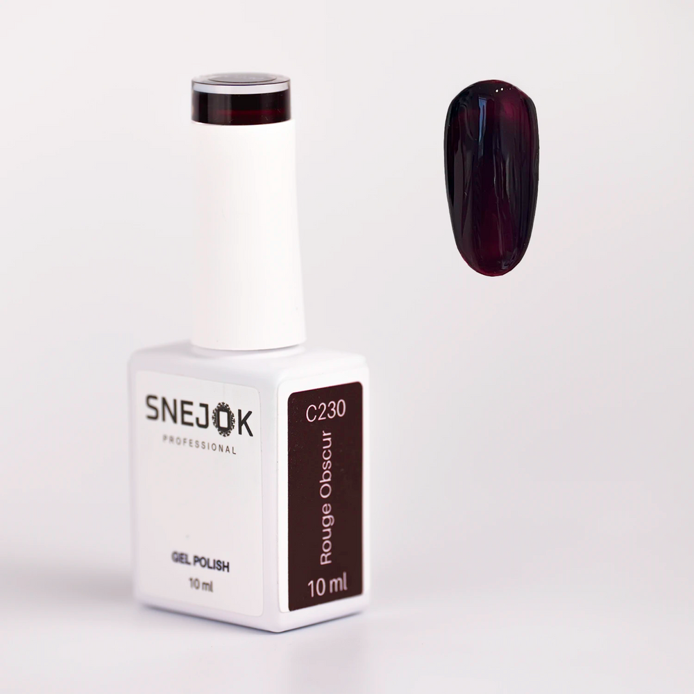 Smalto semipermanente SNEJOK Rouge Obscur C230, rosso vinaccia scuro, flacone 10 ml
