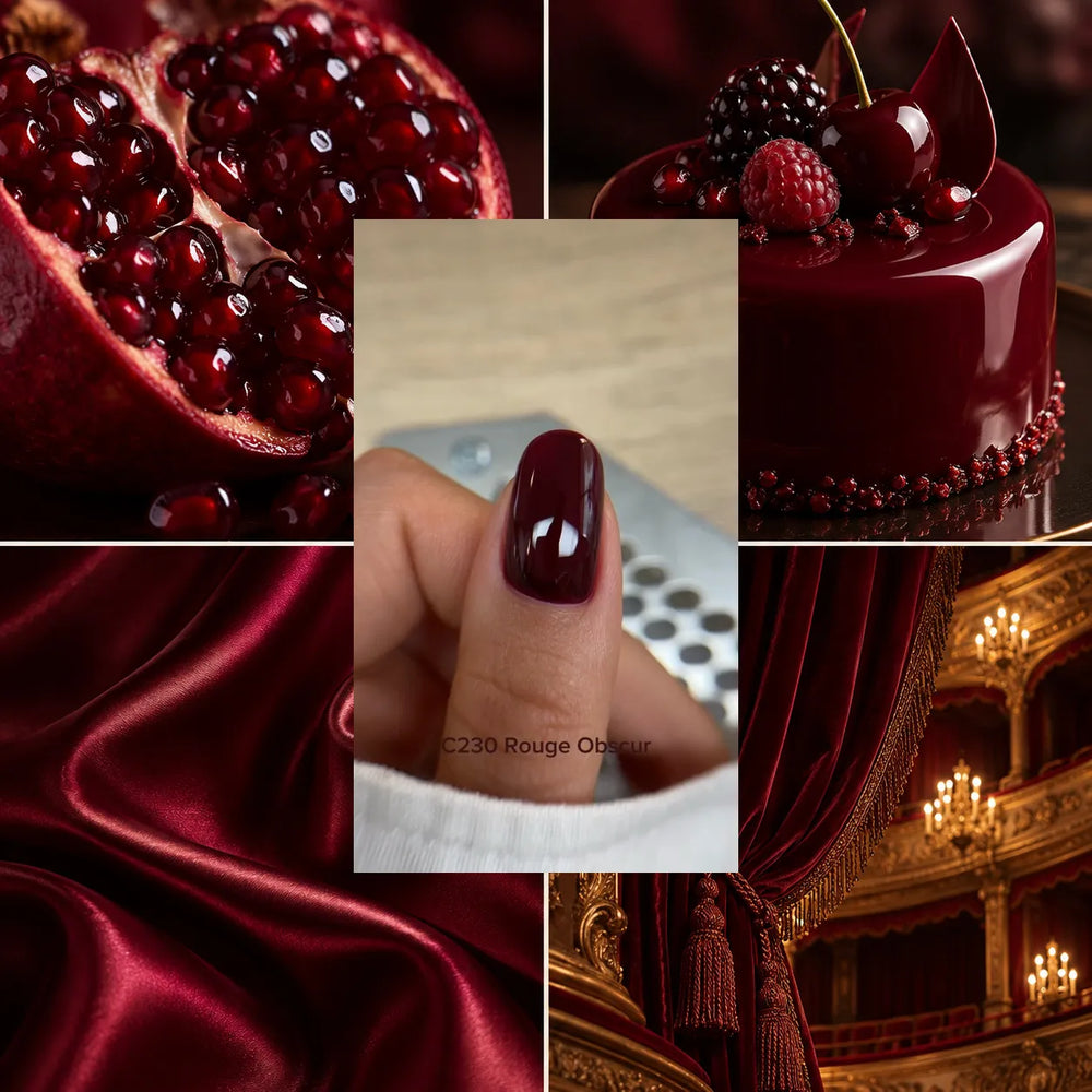 Smalto semipermanente SNEJOK Rouge Obscur C230, rosso vinaccia scuro, flacone 10 ml