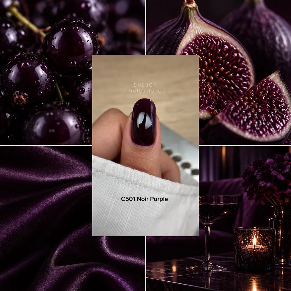 Smalto semipermanente SNEJOK Noir Purple C501, viola notte, flacone 10 ml