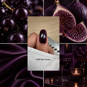 Swatch su unghia dello smalto semipermanente Noir Purple C501