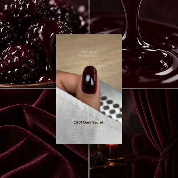 Swatch su unghia dello smalto semipermanente Dark Secret C201